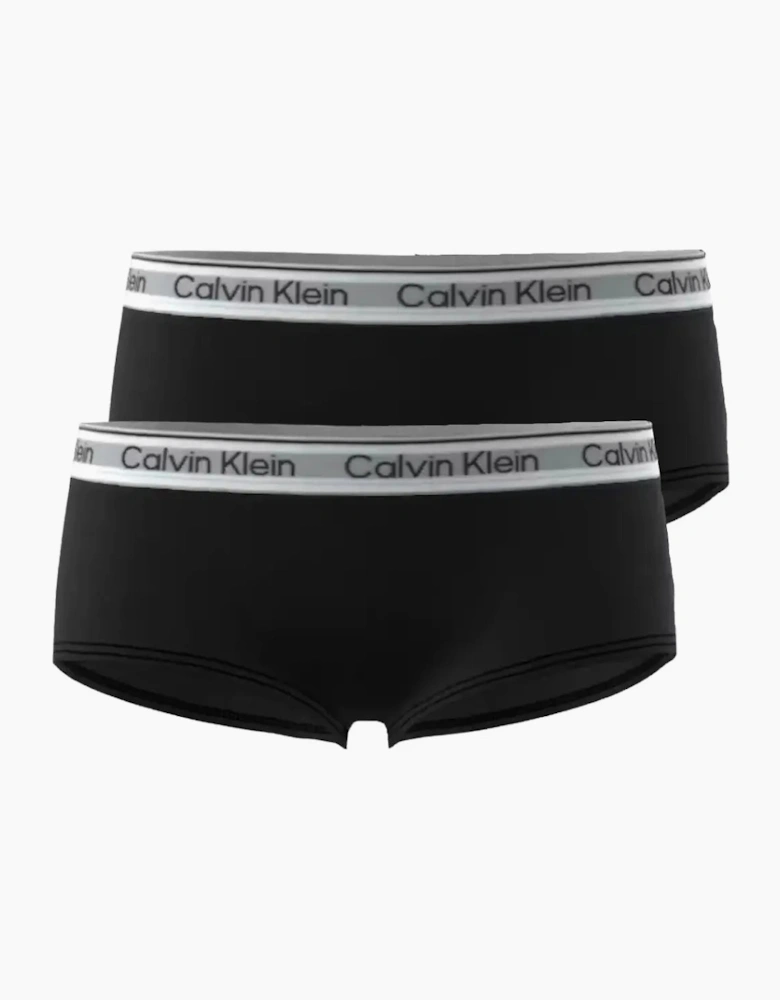 Girls 2-Pack Icon Cotton Stretch Boy Shorts, Black