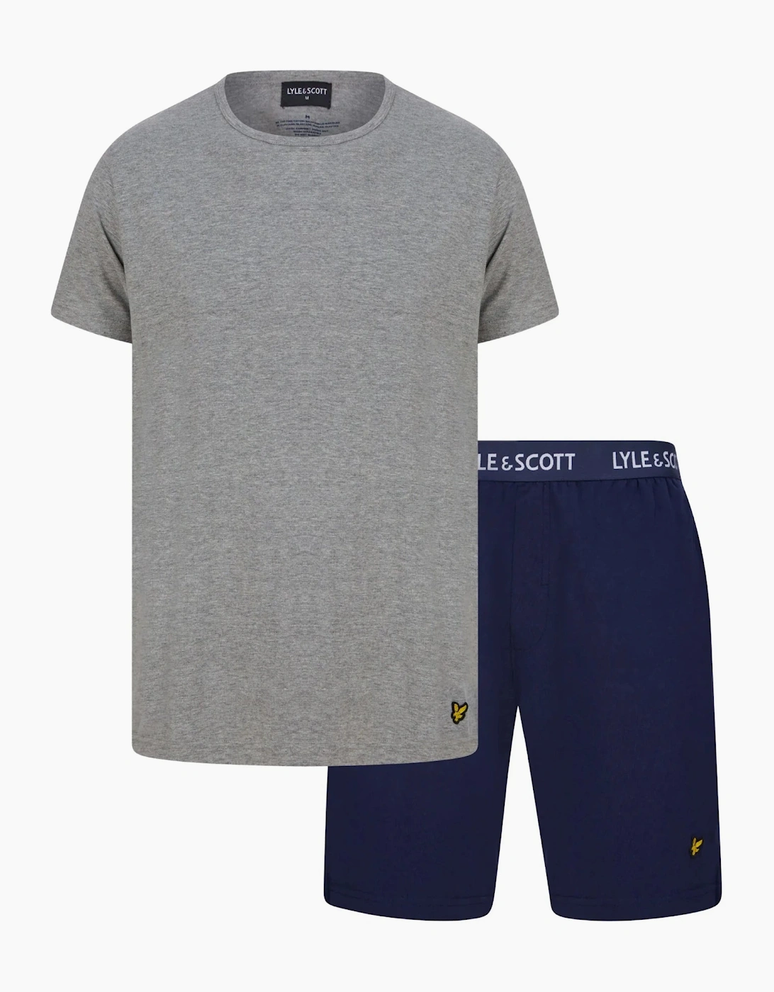 Lyle And Scott Men's Grey Charlie T-Shirt & Shorts Lounge Set, Peacoat / Marl - Size: 33/32/32