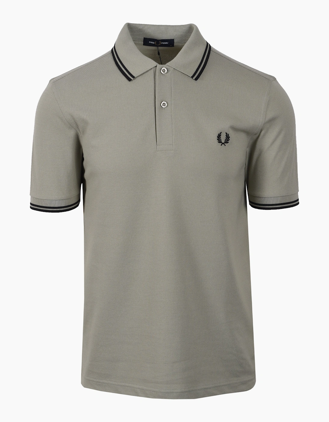 Fred Perry Men's Seagrass Black Twin Tipped Polo Seagrass/Black - : 42 Size Xl