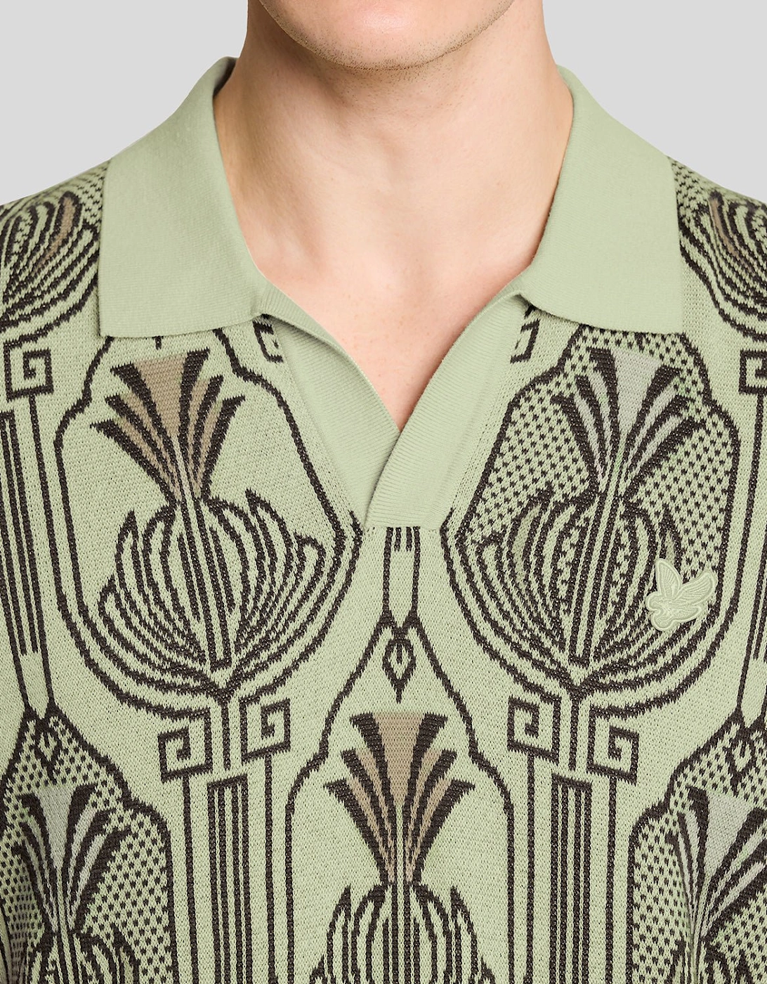 Botanical Print Knitted Polo Shirt