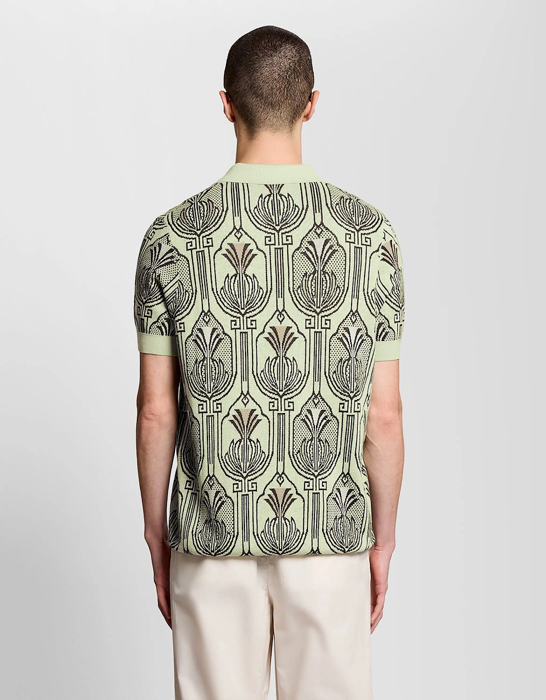 Botanical Print Knitted Polo Shirt