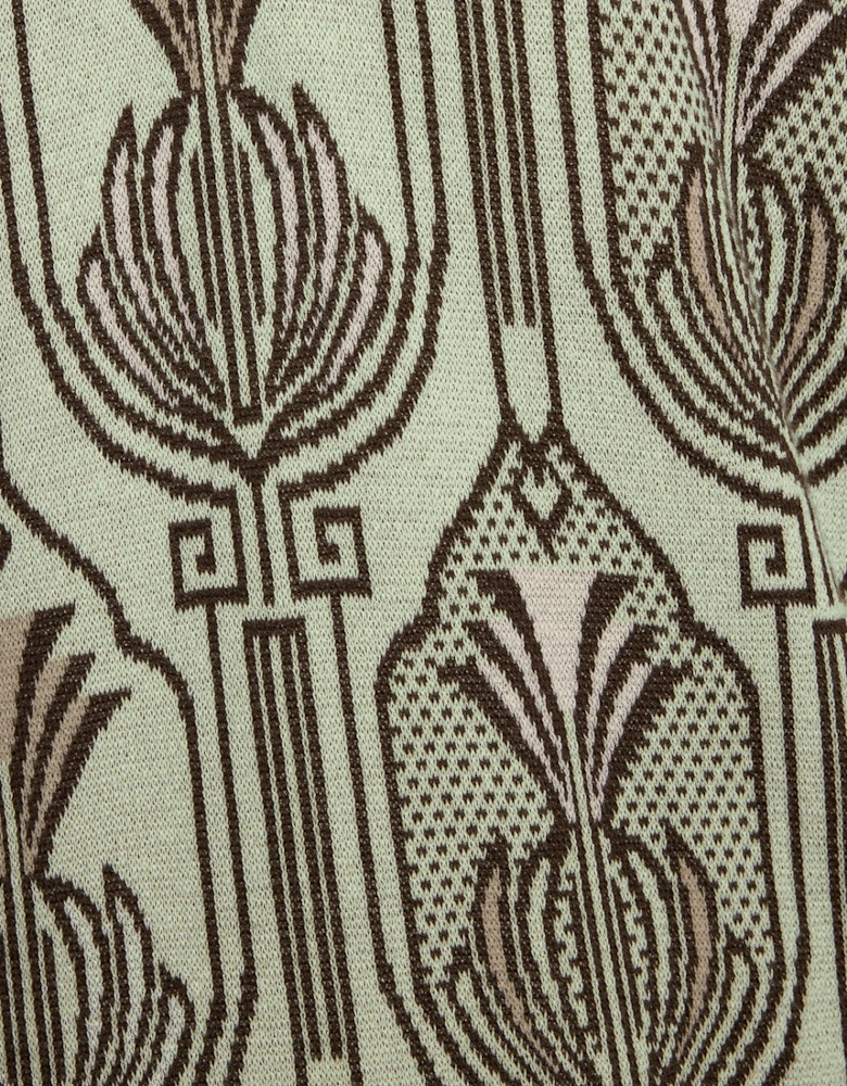 Botanical Print Knitted Polo Shirt