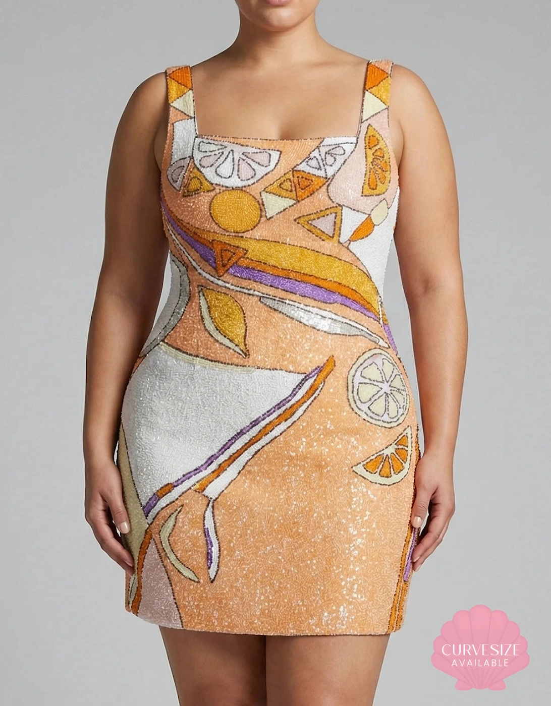 Palm Beach Hand-Beaded Mini Dress Orange