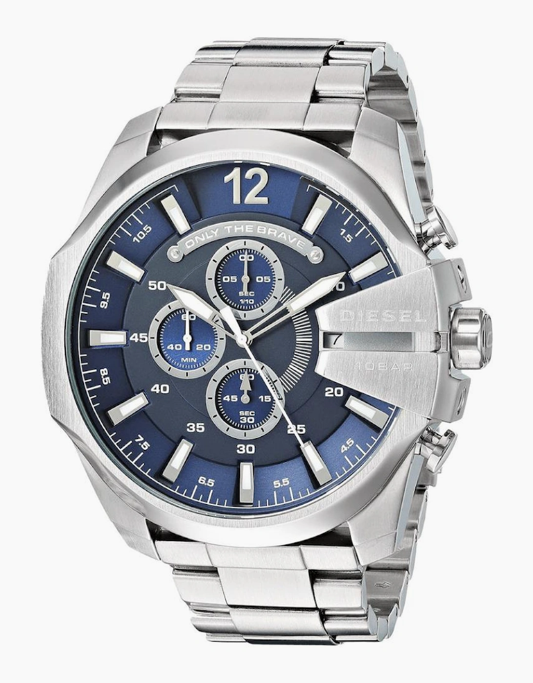 Diesel Men's Diesel DZ4417 Mega Chief Chronograph Blue Dial Men's Watch - Silver