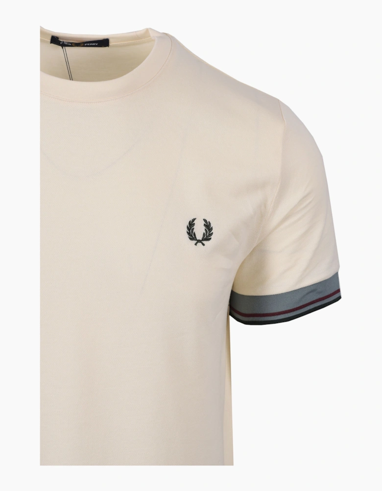 TWIN TIPPED CUFF T-SHIRT ECRU