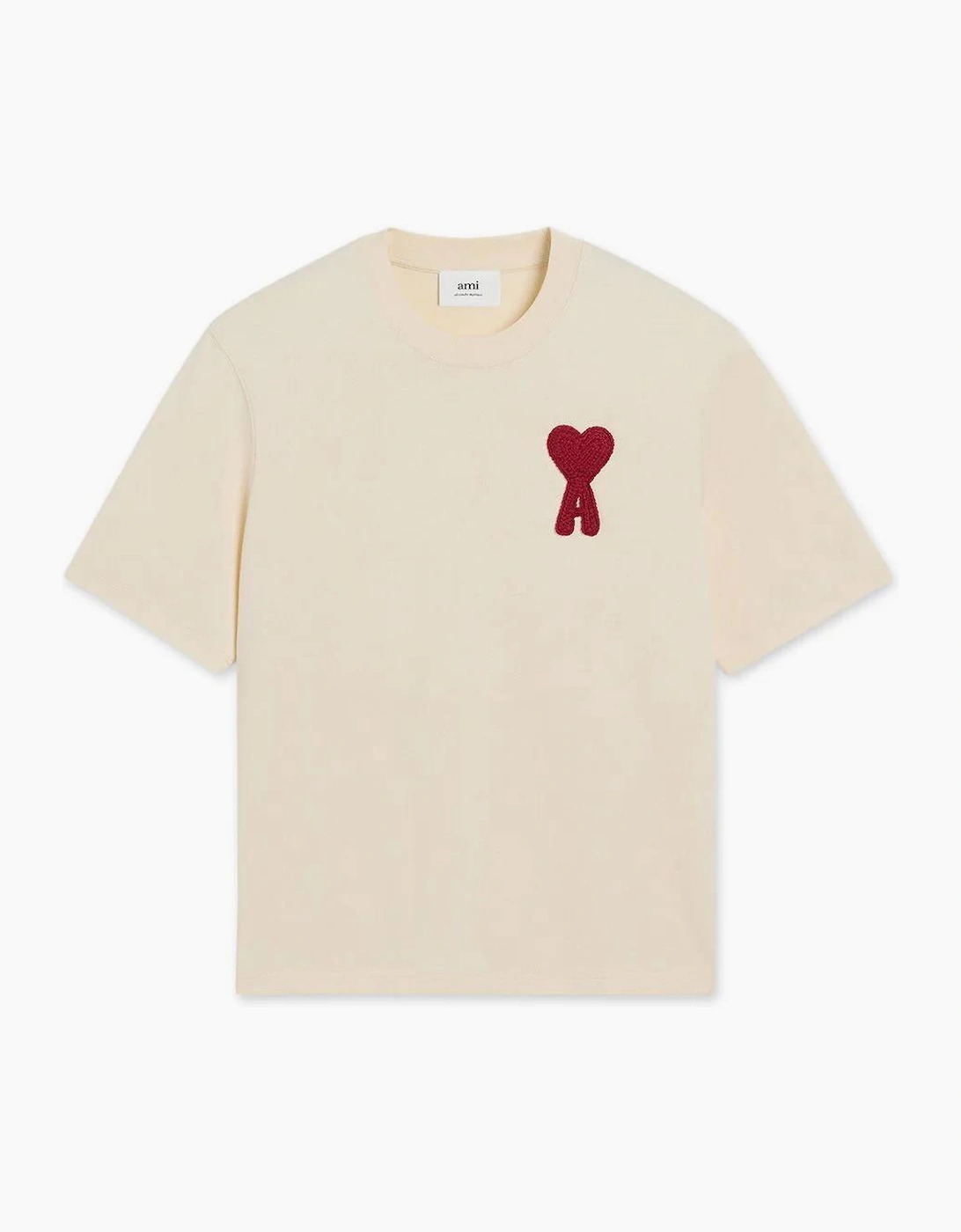 'Ami de Coeur' Red Patch T-Shirt Beige, 4 of 3