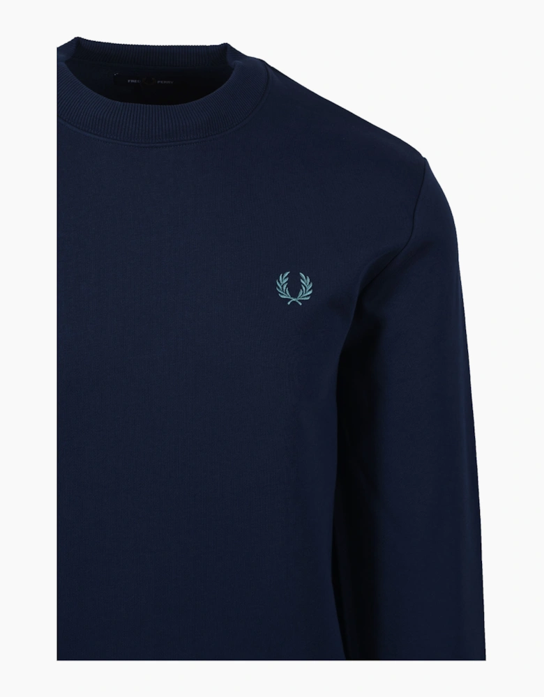 CREW NECK SWEATSHIRT TENNIS BLUE/SNOW WHITE/DEEP MINT