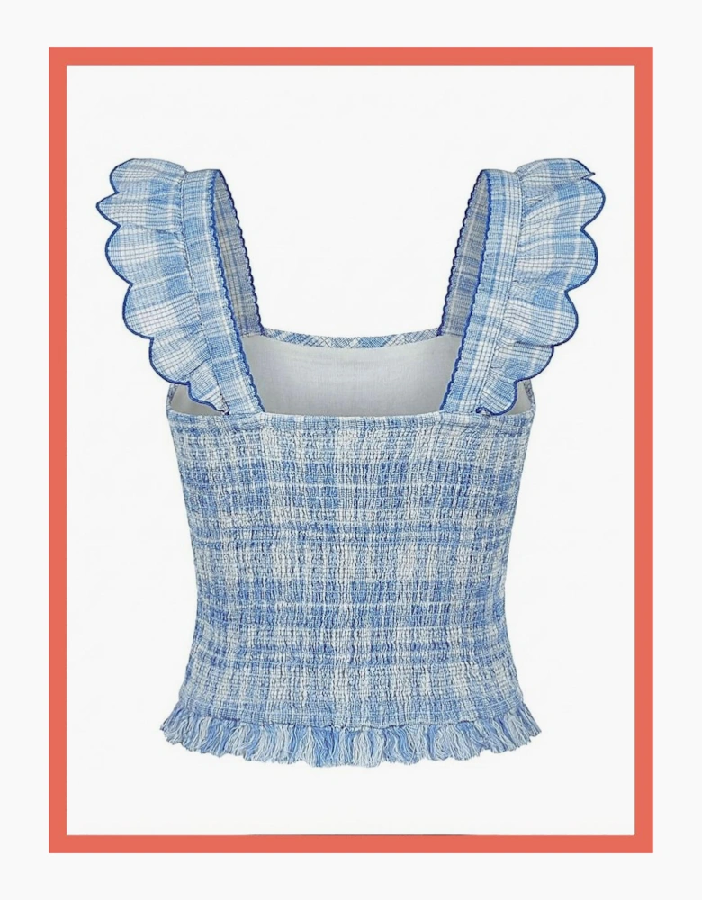 INDI&COLD Blue and white crop top