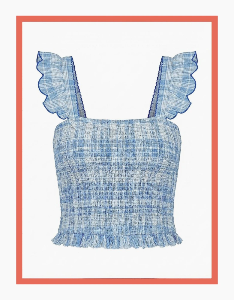 INDI&COLD Blue and white crop top