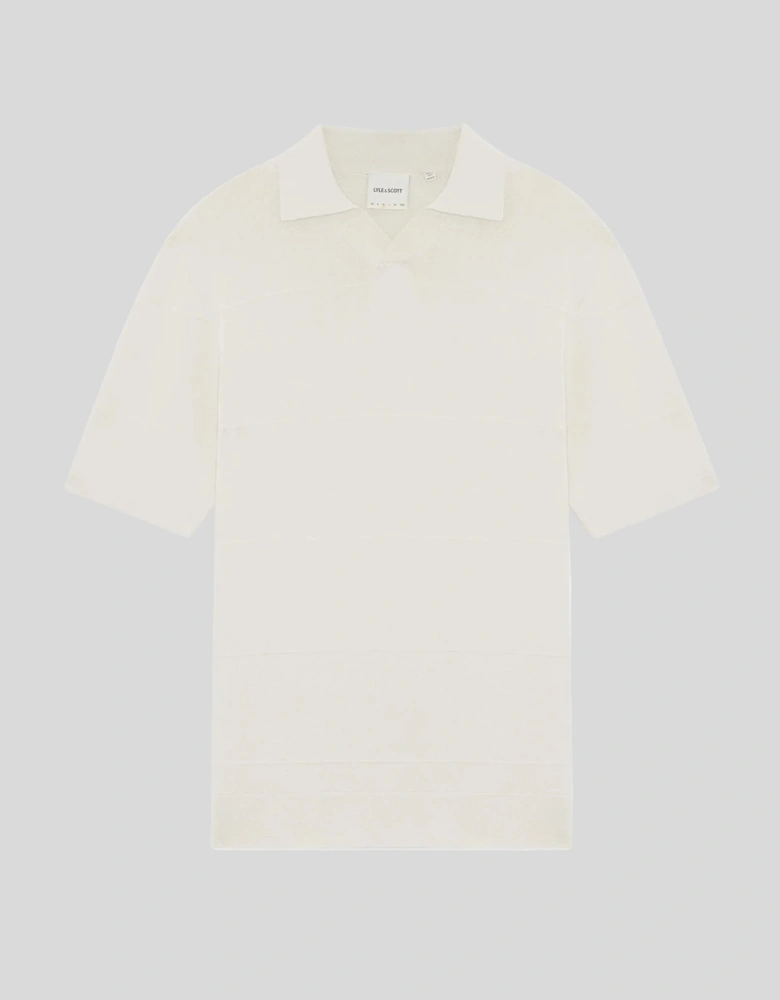 Open Collar Fine Knitted Polo Shirt