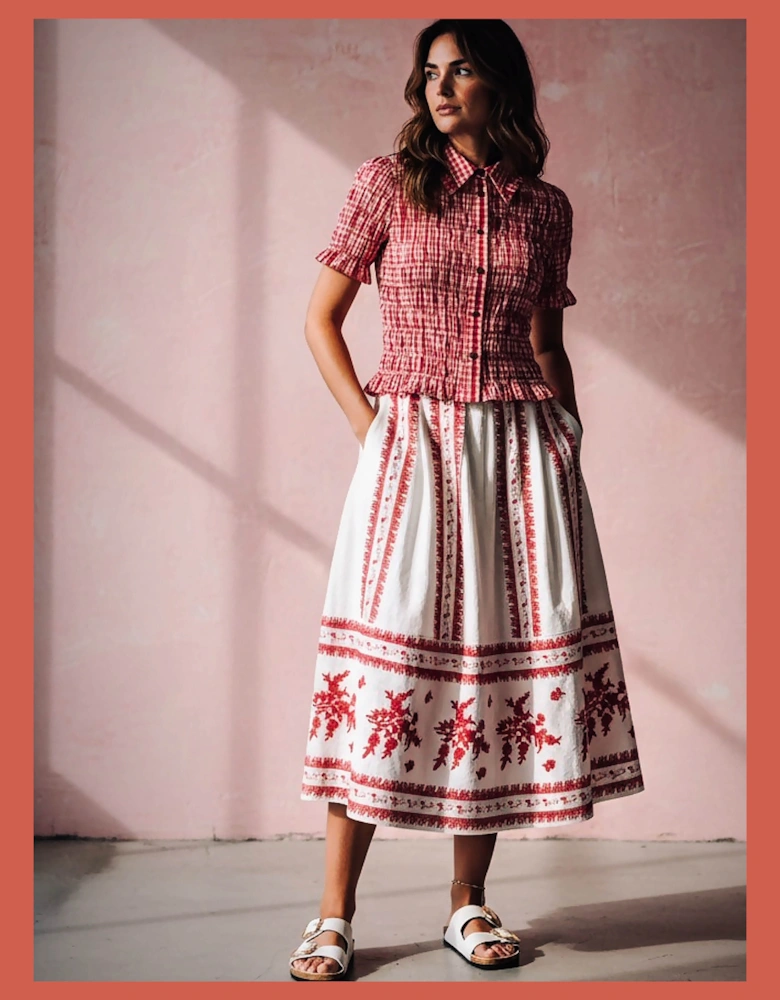 Astrid Gingham Blouse - Red