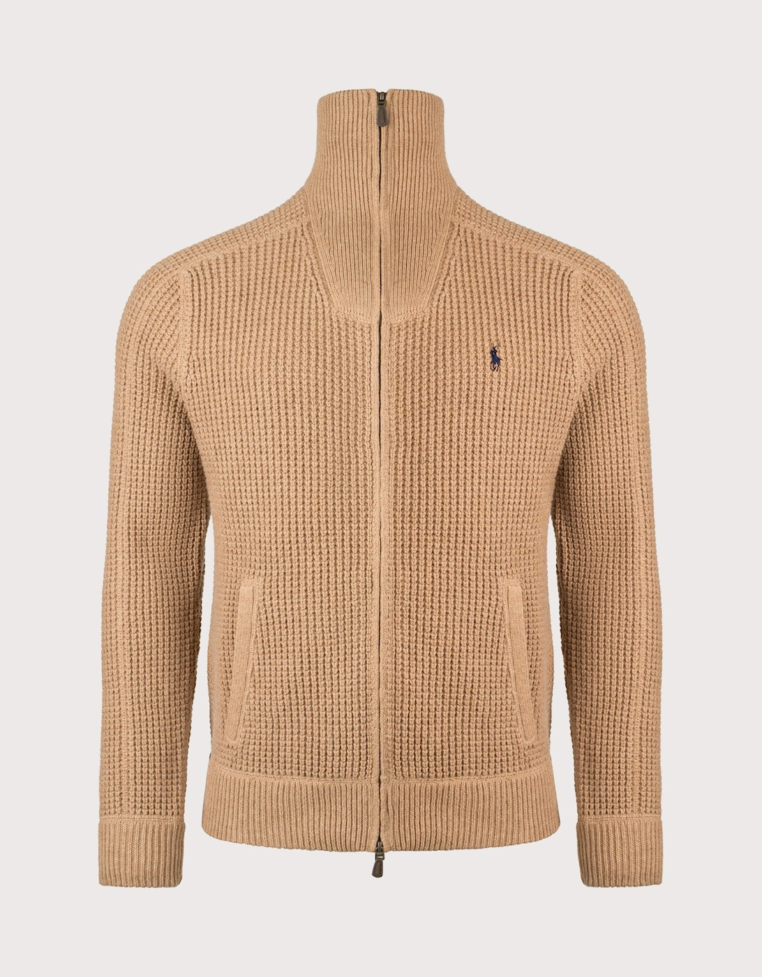 Waffle Knit Zip Through Jumper