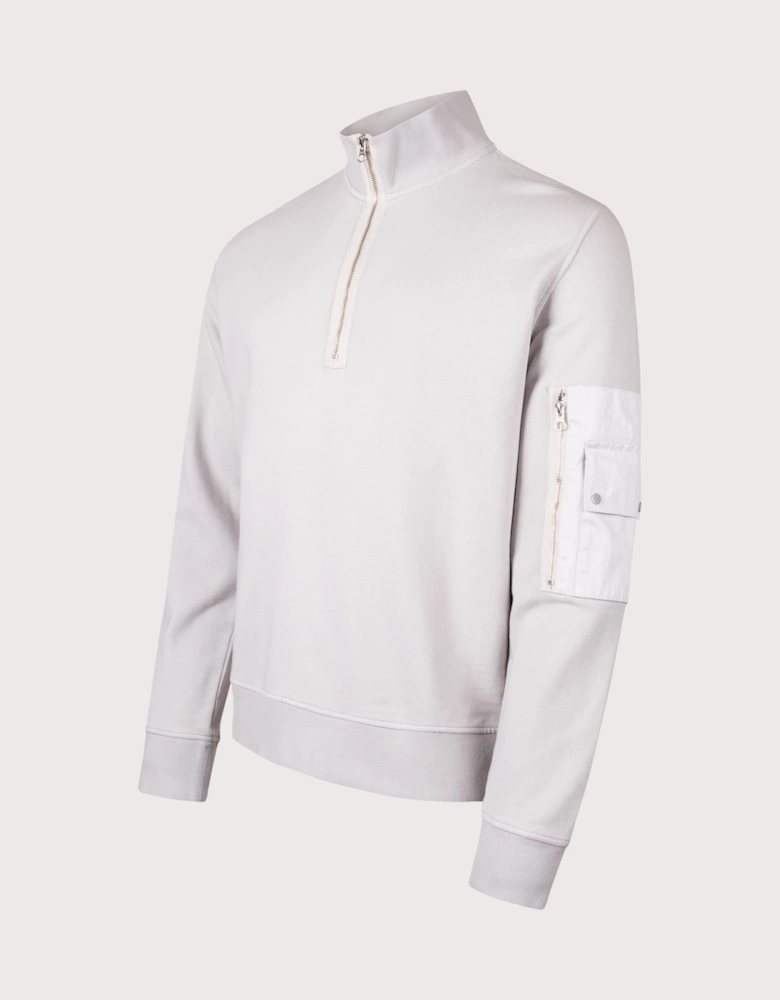 Garment Dyed Diagonal Fleece Quarter Zip Sweatshirt