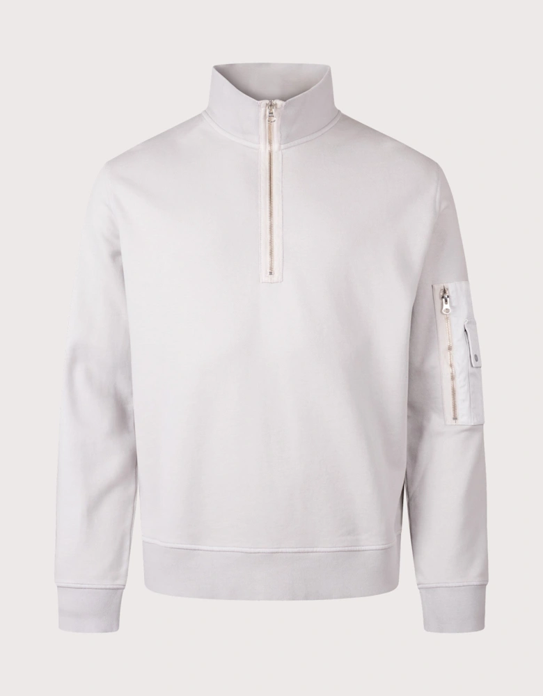 Garment Dyed Diagonal Fleece Quarter Zip Sweatshirt