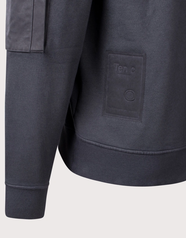 Garment Dyed Diagonal Fleece Quarter Zip Sweatshirt