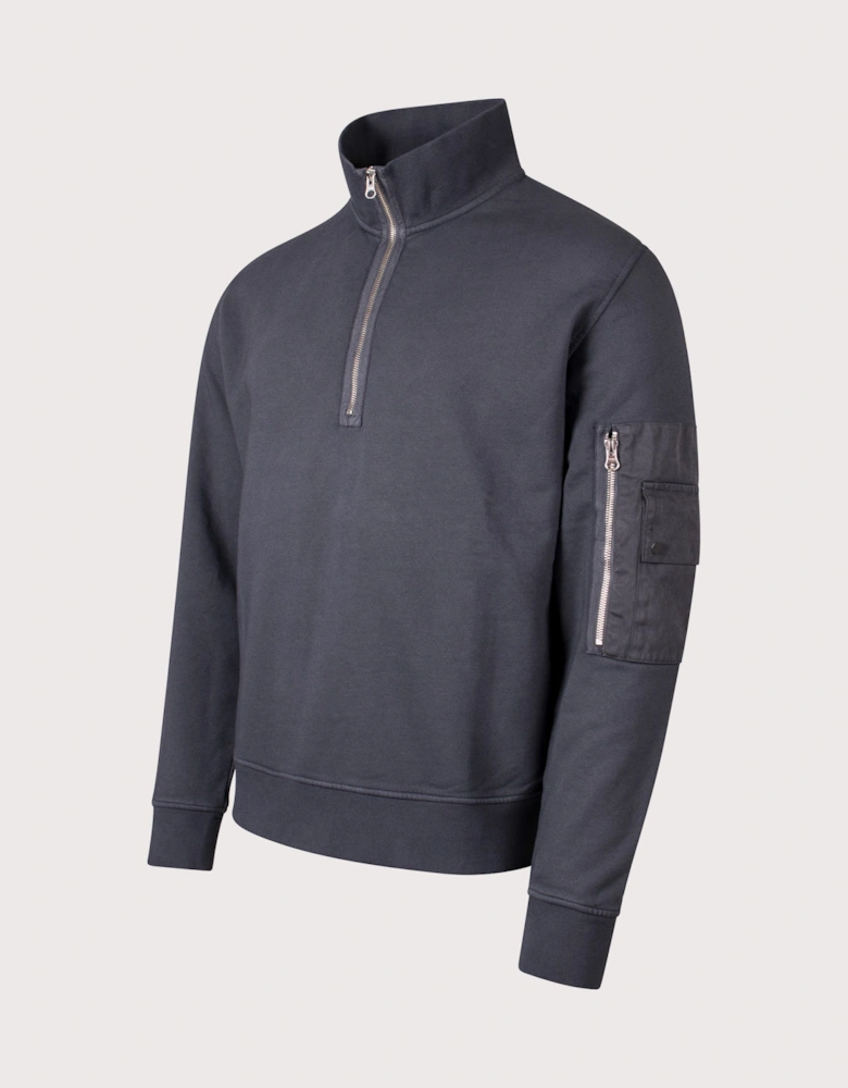 Garment Dyed Diagonal Fleece Quarter Zip Sweatshirt
