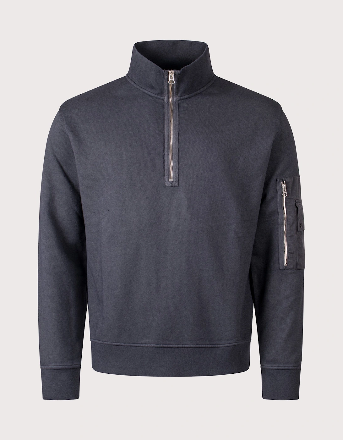 Garment Dyed Diagonal Fleece Quarter Zip Sweatshirt