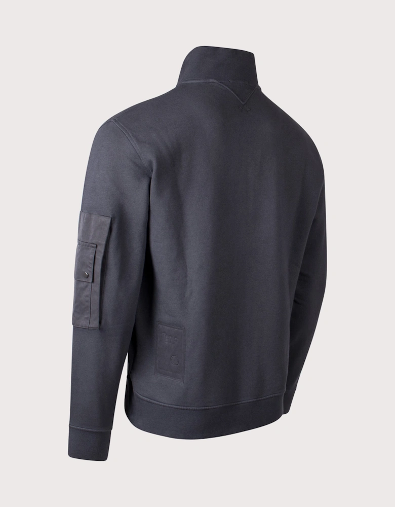 Garment Dyed Diagonal Fleece Quarter Zip Sweatshirt