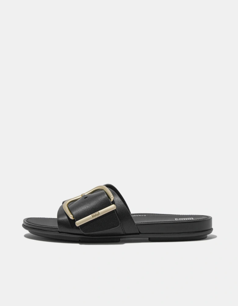 Gracie Maxi-Buckle Leather Sliders
