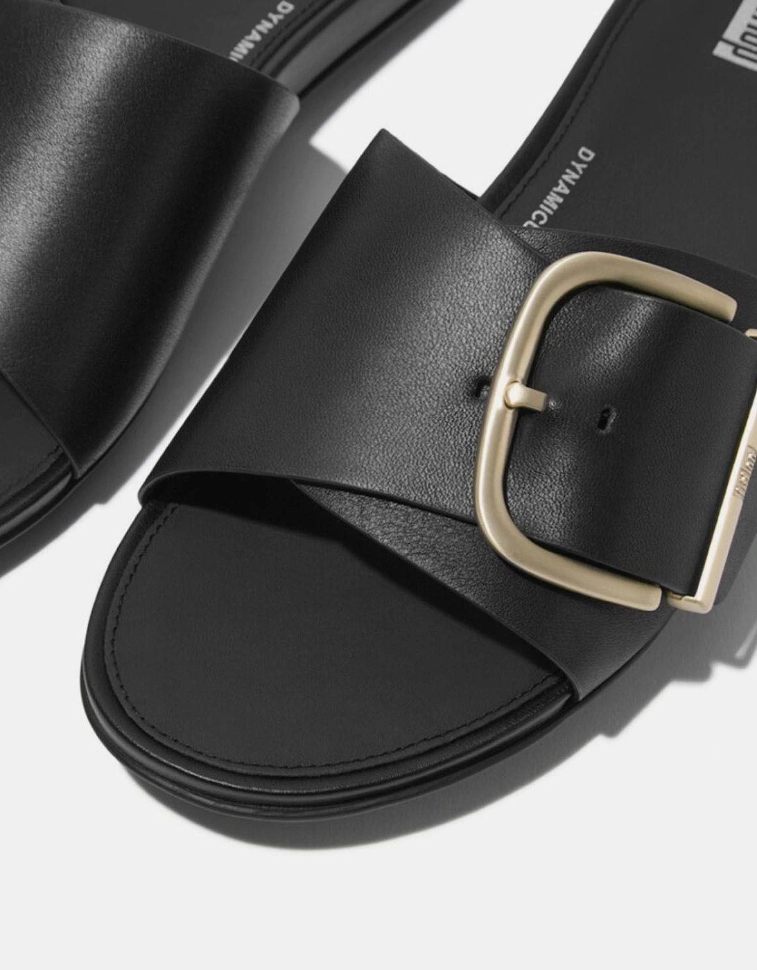 Gracie Maxi-Buckle Leather Sliders