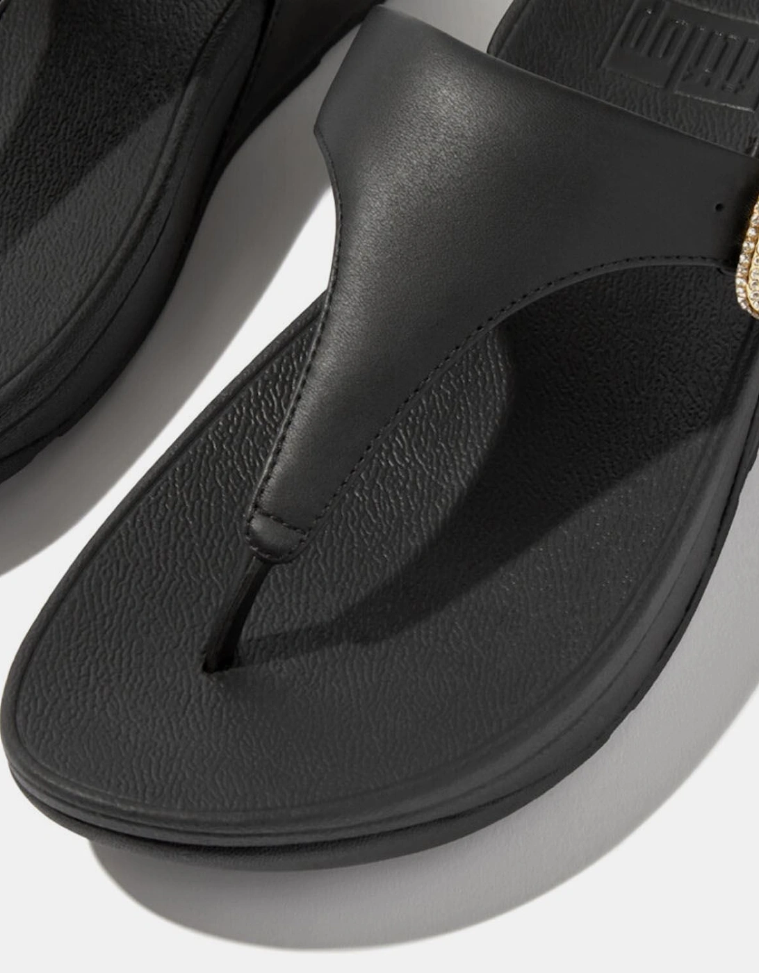 Lulu Crystal-Buckle Leather Sandals