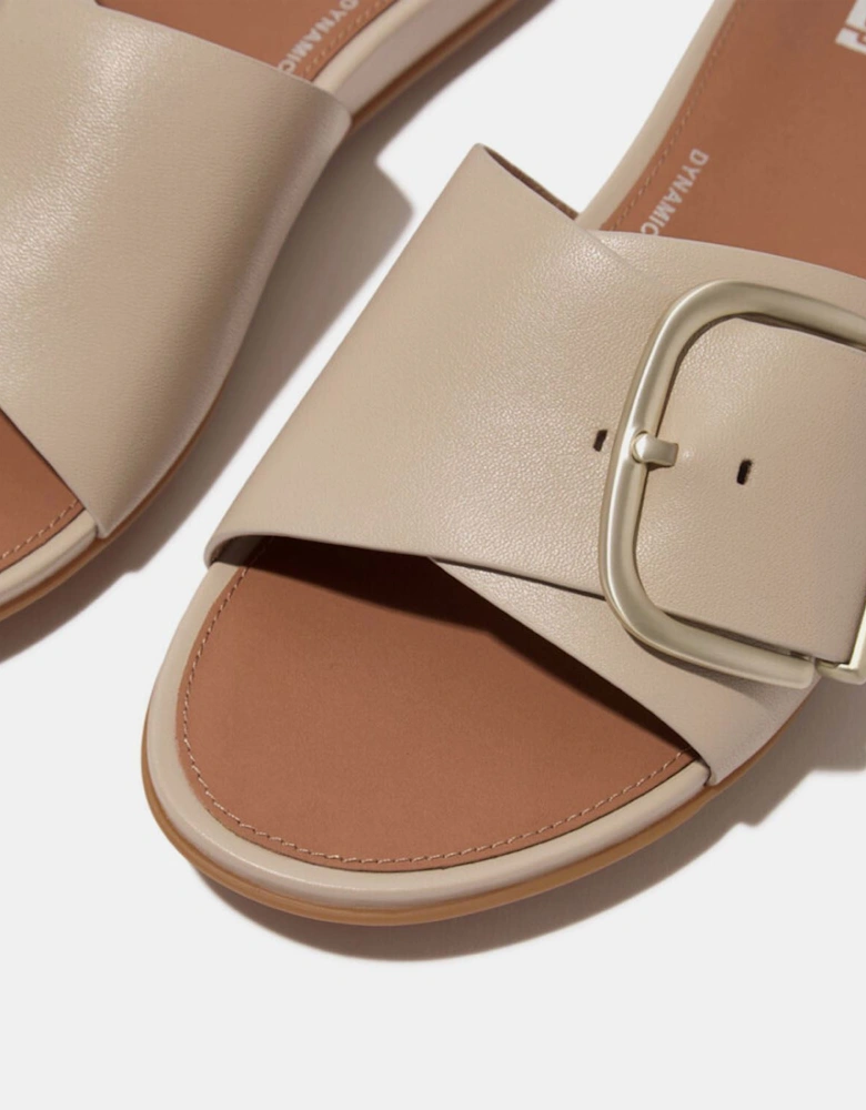 Gracie Maxi-Buckle Leather Sliders