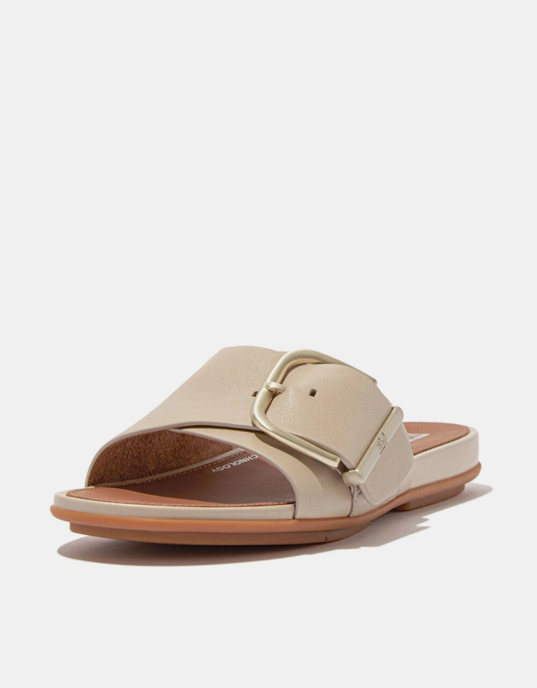 Gracie Maxi-Buckle Leather Sliders