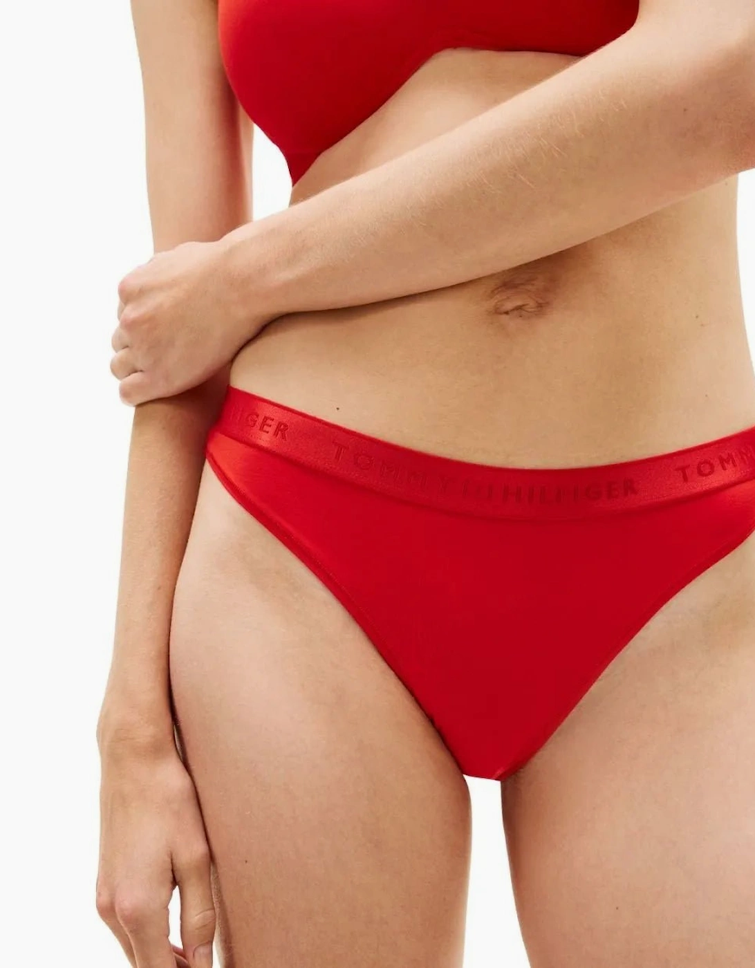 Tommy Hilfiger Tommy Hilfiger Women's Repeat Logo Bikini Brief, Fireworks Red - Red/Red