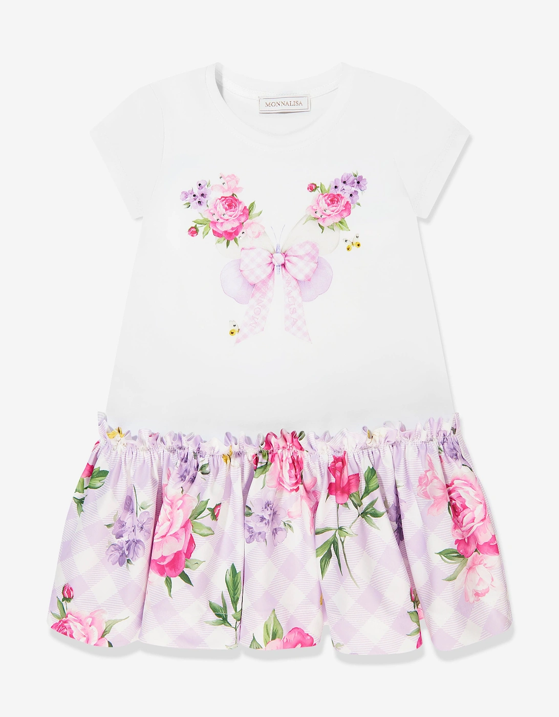 Monnalisa Girls Purple 'S Flower Dress In  8 Years Size 8 Yrs Kids