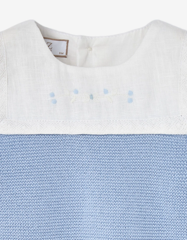 Baby Boys Cotton Knit Romper in Blue