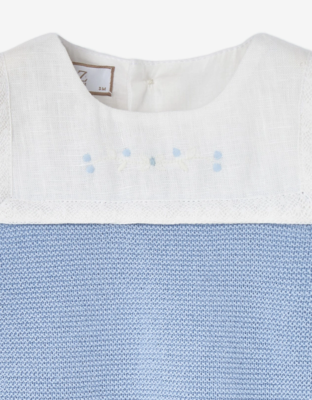 Baby Boys Cotton Knit Romper in Blue
