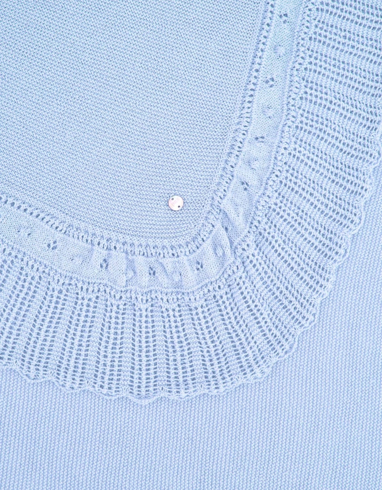 Baby Boys Cotton Knit Shawl in Blue (100cm)