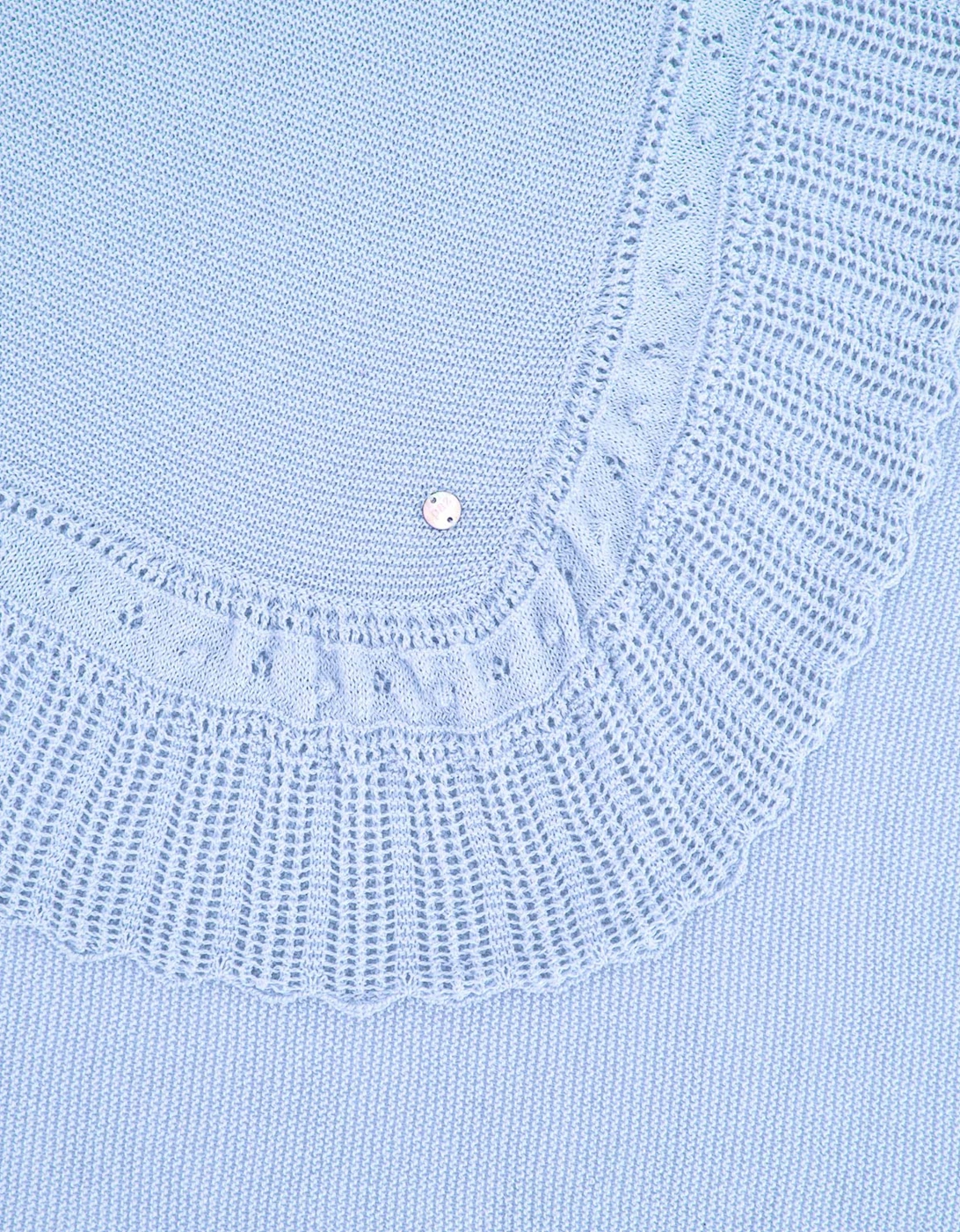 Baby Boys Cotton Knit Shawl in Blue (100cm)