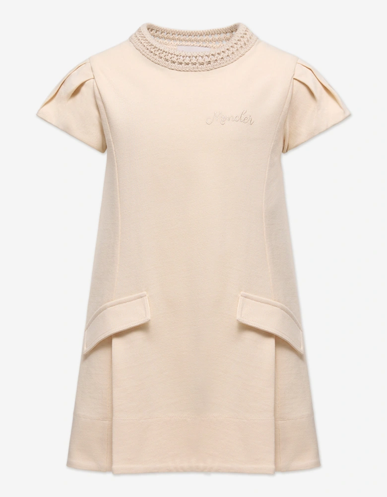Enfant Girls Cotton Pocket Dress in Ivory