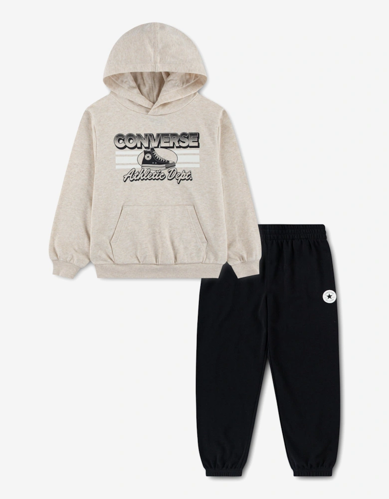 Boys Chest Stripe with Sneaker GFX Tracksuit in Black