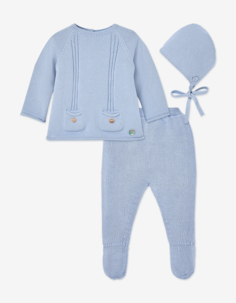 Baby Boys 3 Piece Cotton Knit Set in Blue