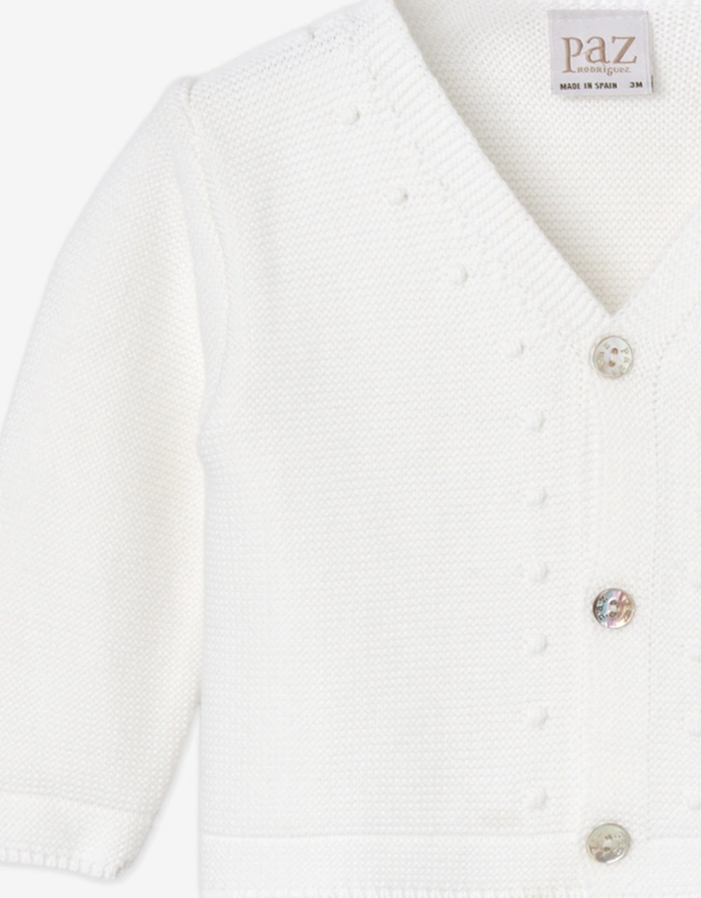 Baby Cotton Knit Essential Cardigan in White