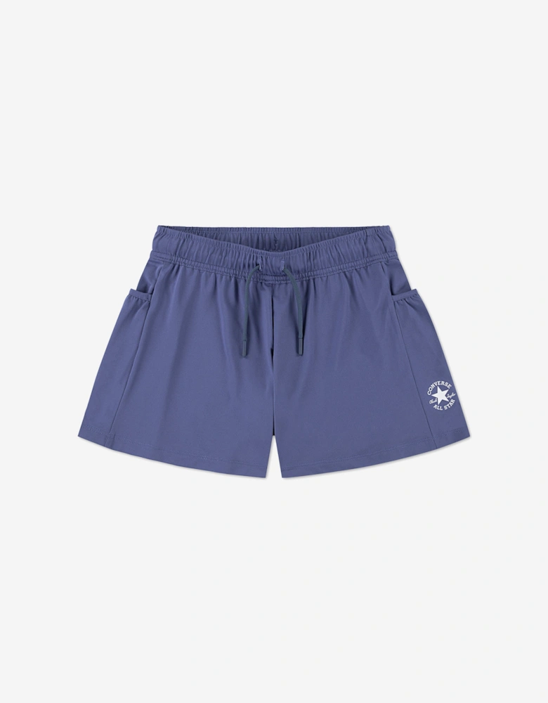Girls Drapey Side Pocket Shorts in Blue