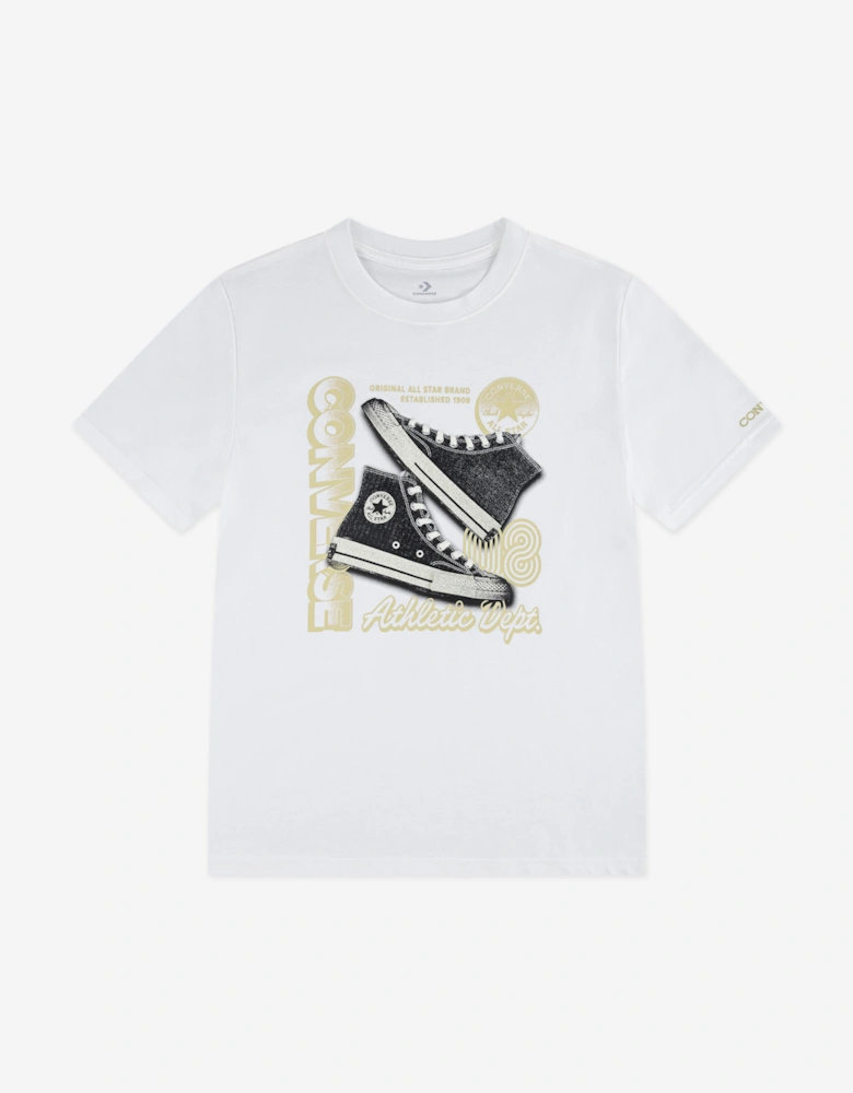 Boys Stacked Shoe GFX T-Shirt in Ivory