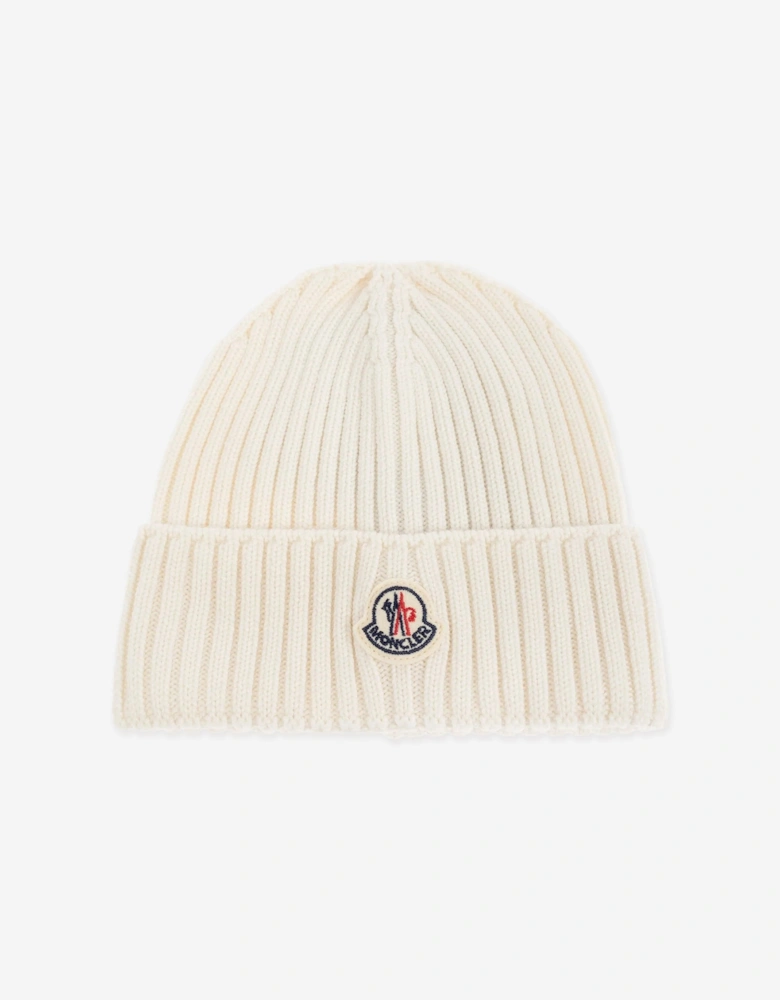 Enfant Girls Wool Knit Beanie Hat in Ivory