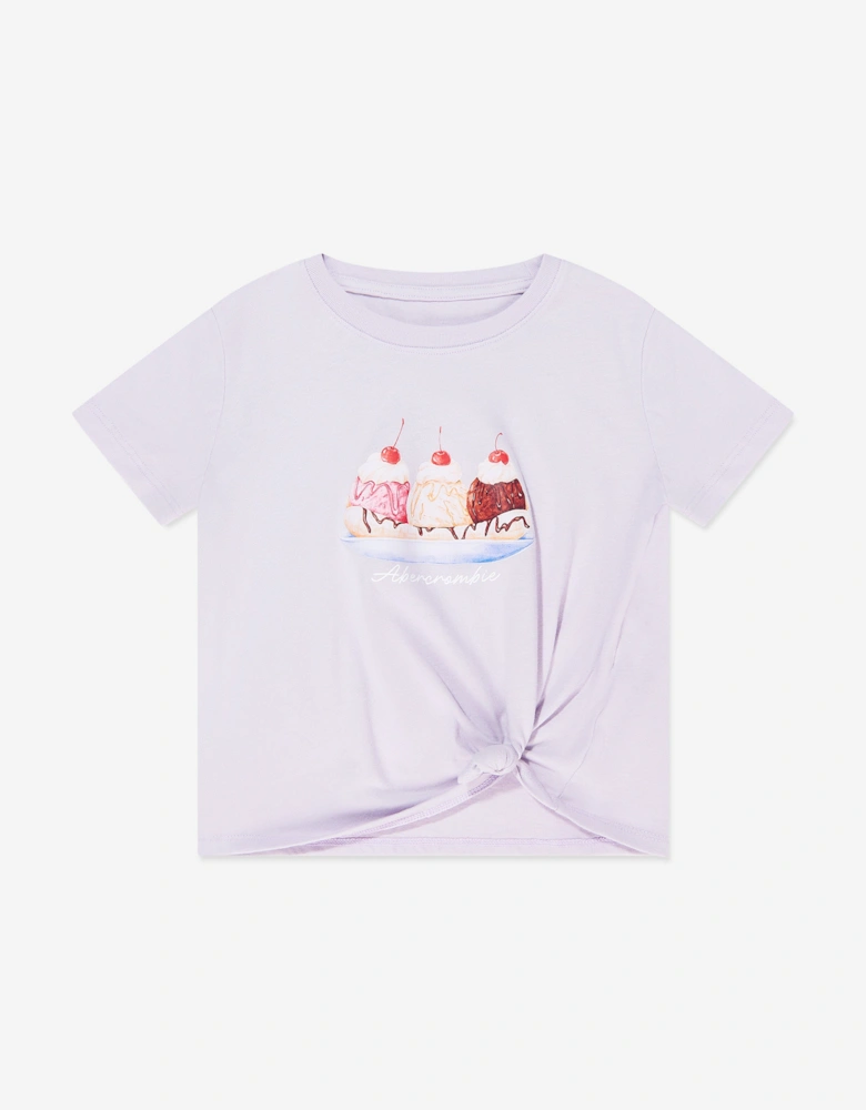 Girls Ice Cream Sundae Side Knot T-Shirt in Purple
