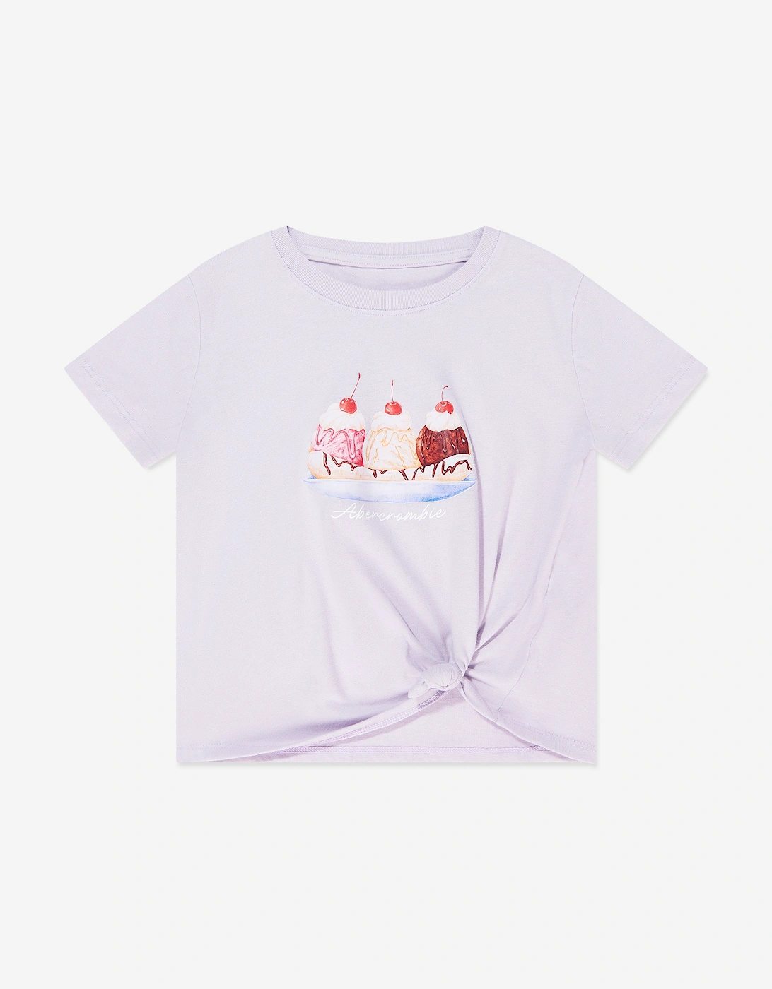 Girls Ice Cream Sundae Side Knot T-Shirt in Purple, 5 of 4