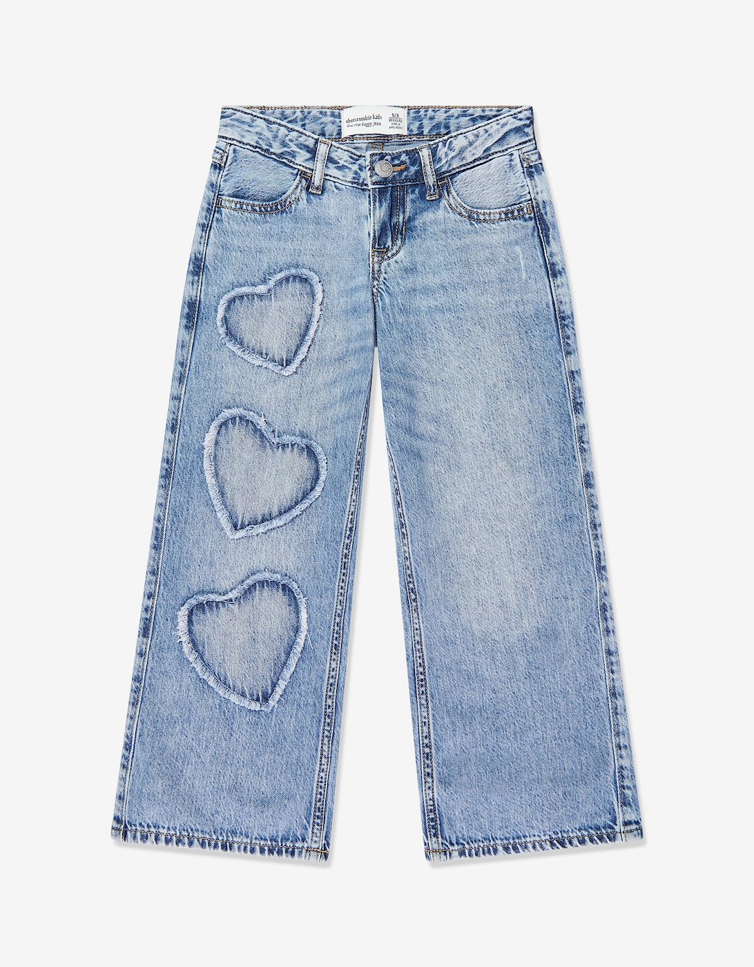 Girls Low Rise Hearts baggy Jeans in Blue, 5 of 4