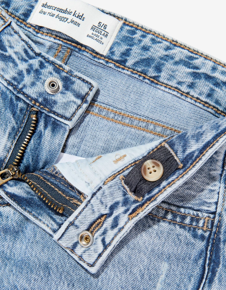 Girls Low Rise Hearts baggy Jeans in Blue