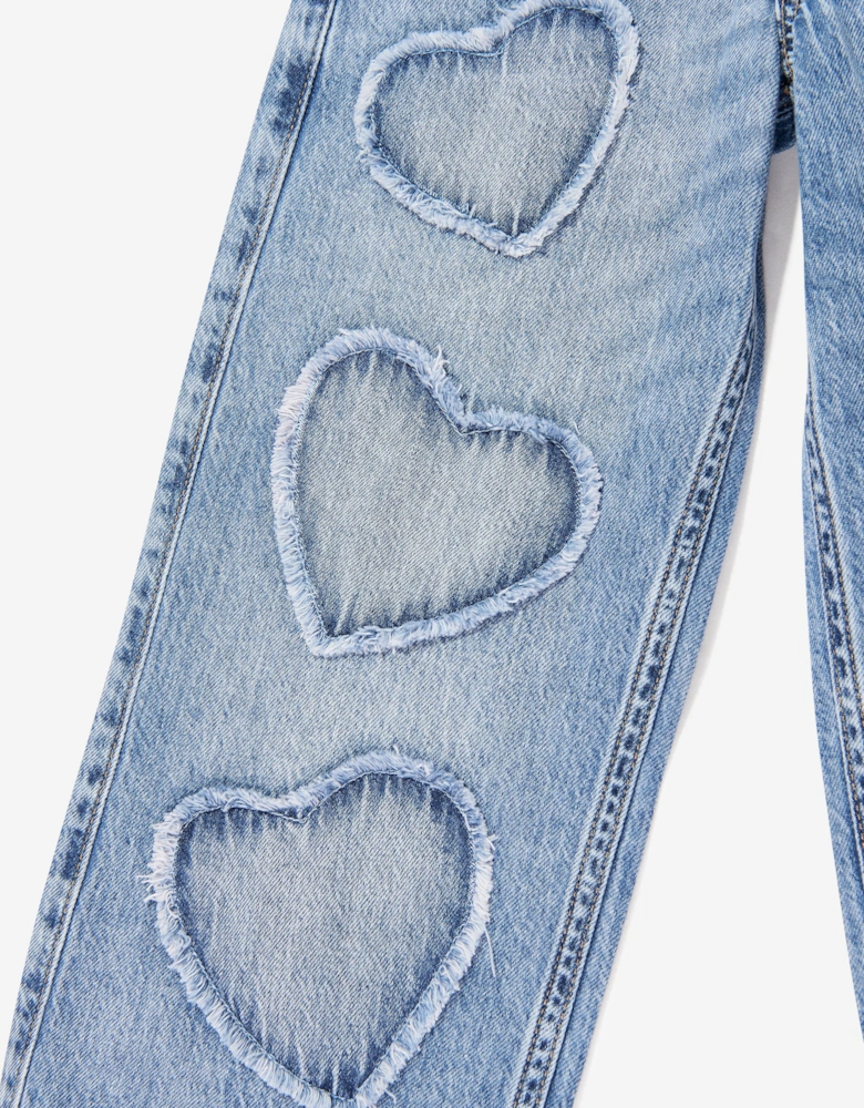 Girls Low Rise Hearts baggy Jeans in Blue