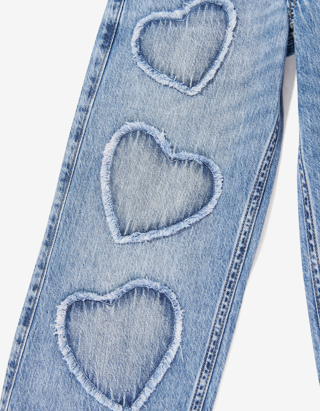 Girls Low Rise Hearts baggy Jeans in Blue