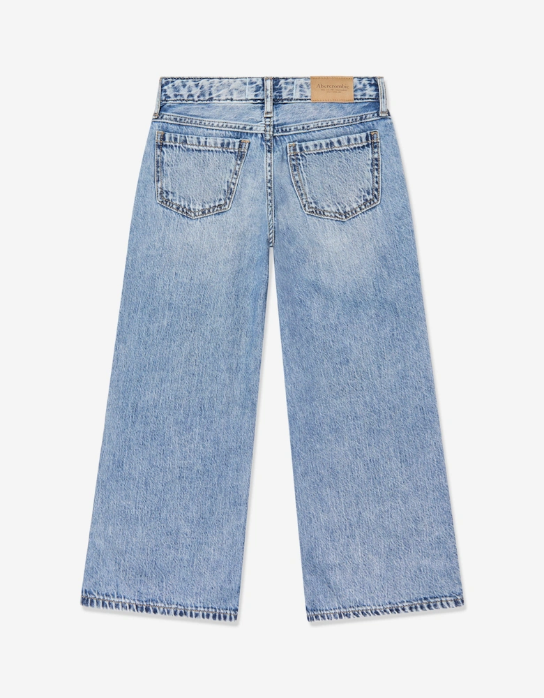Girls Low Rise Hearts baggy Jeans in Blue
