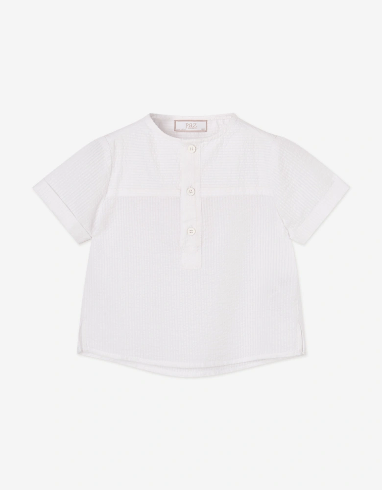 Boys Cotton and Linen Short Set in Blue