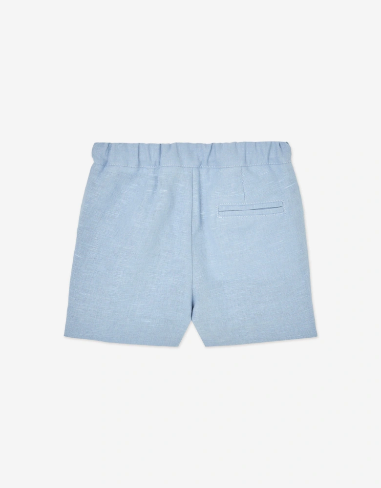 Boys Cotton and Linen Short Set in Blue