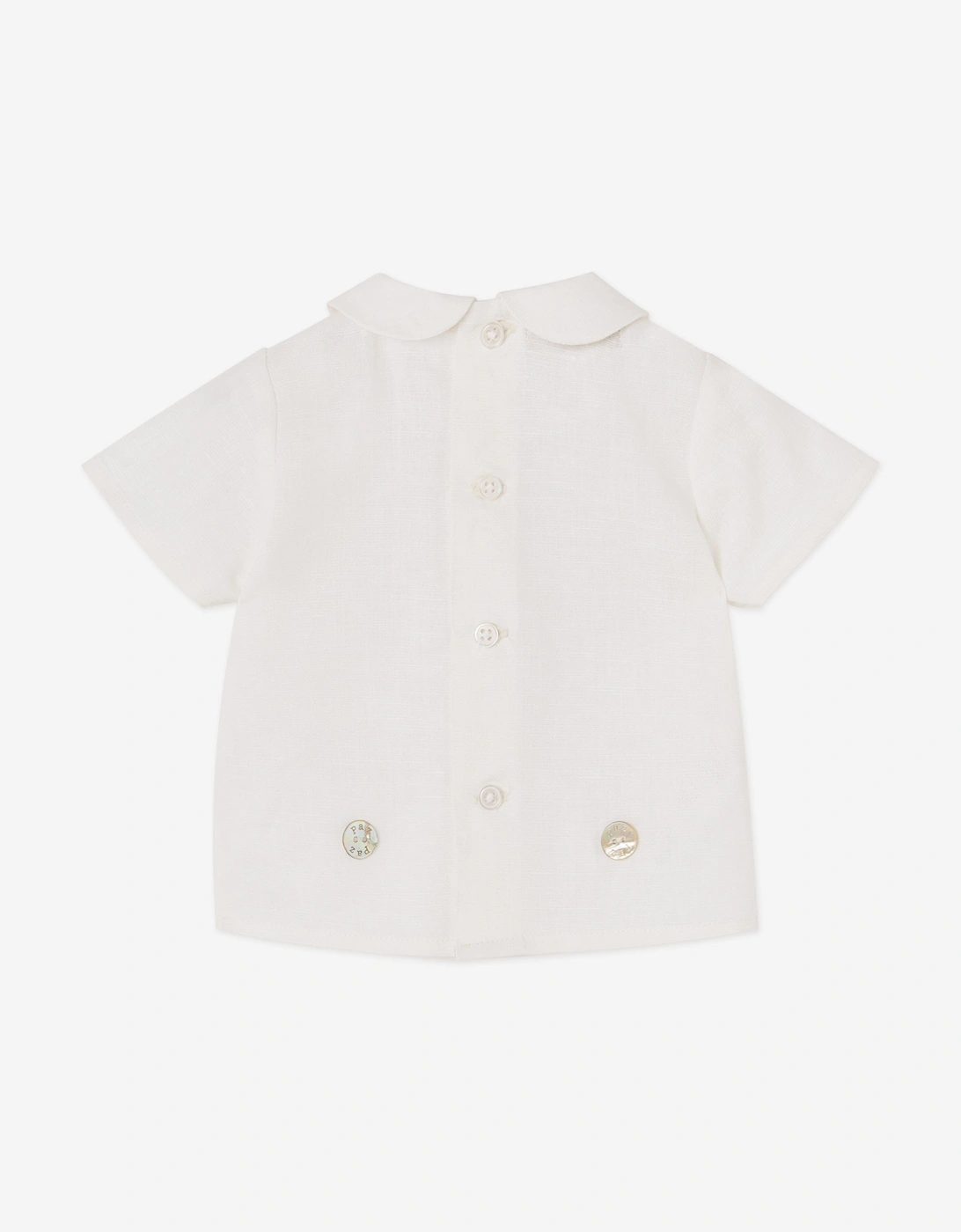 Baby Boys Cotton and Linen Woven Short Set in Beige